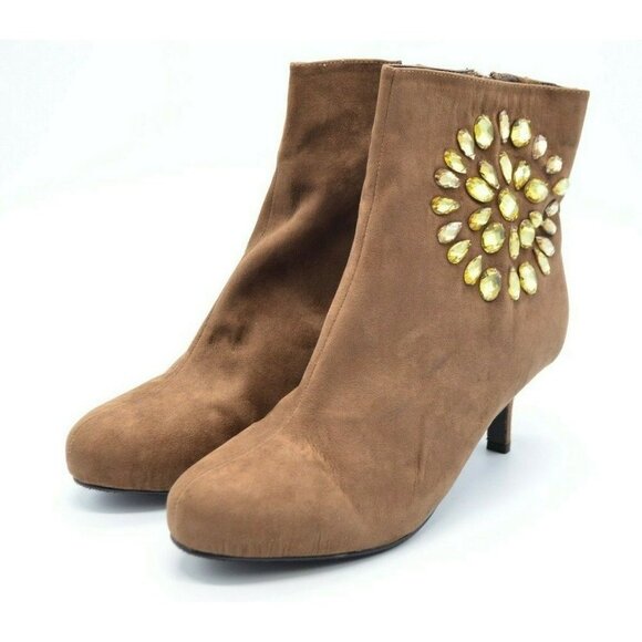 Joan Boyce Camel Brown Kitten Heel Ankle Boot 10 - Picture 4 of 8